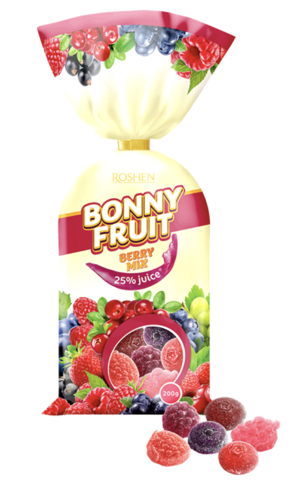 Цукерки Рошен Bonny-Fruit ягідний мікс 200г